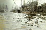 Anders Zorn i hamburgs hamn oil painting reproduction